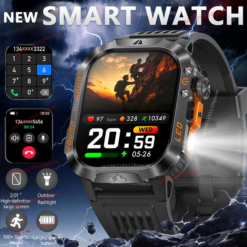 Smartwatch Rugged Watches For Men - 2026 Rugged Military GPS Smart Watch