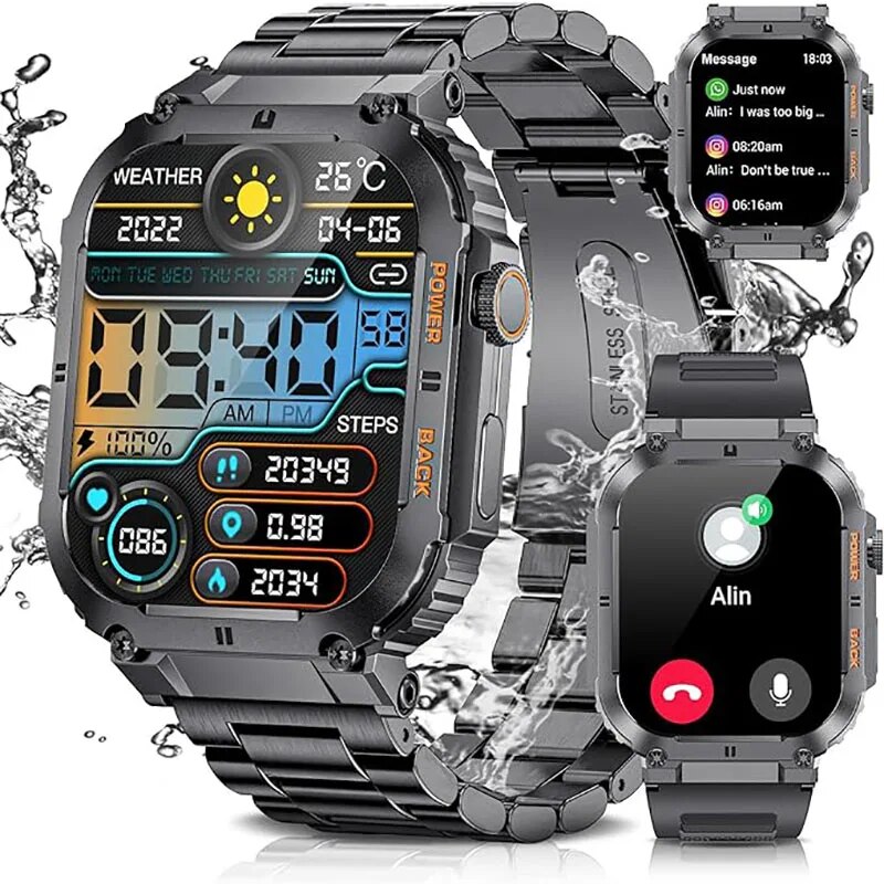 Smartwatch Watches For Mens - LIGE Outdoor Sports Fitness Smartwatch For