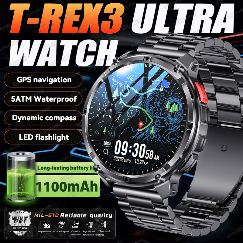 Smartwatch Watches For Men With Gps - 2026 New T-Rex3 Ultra 1100Mah Military