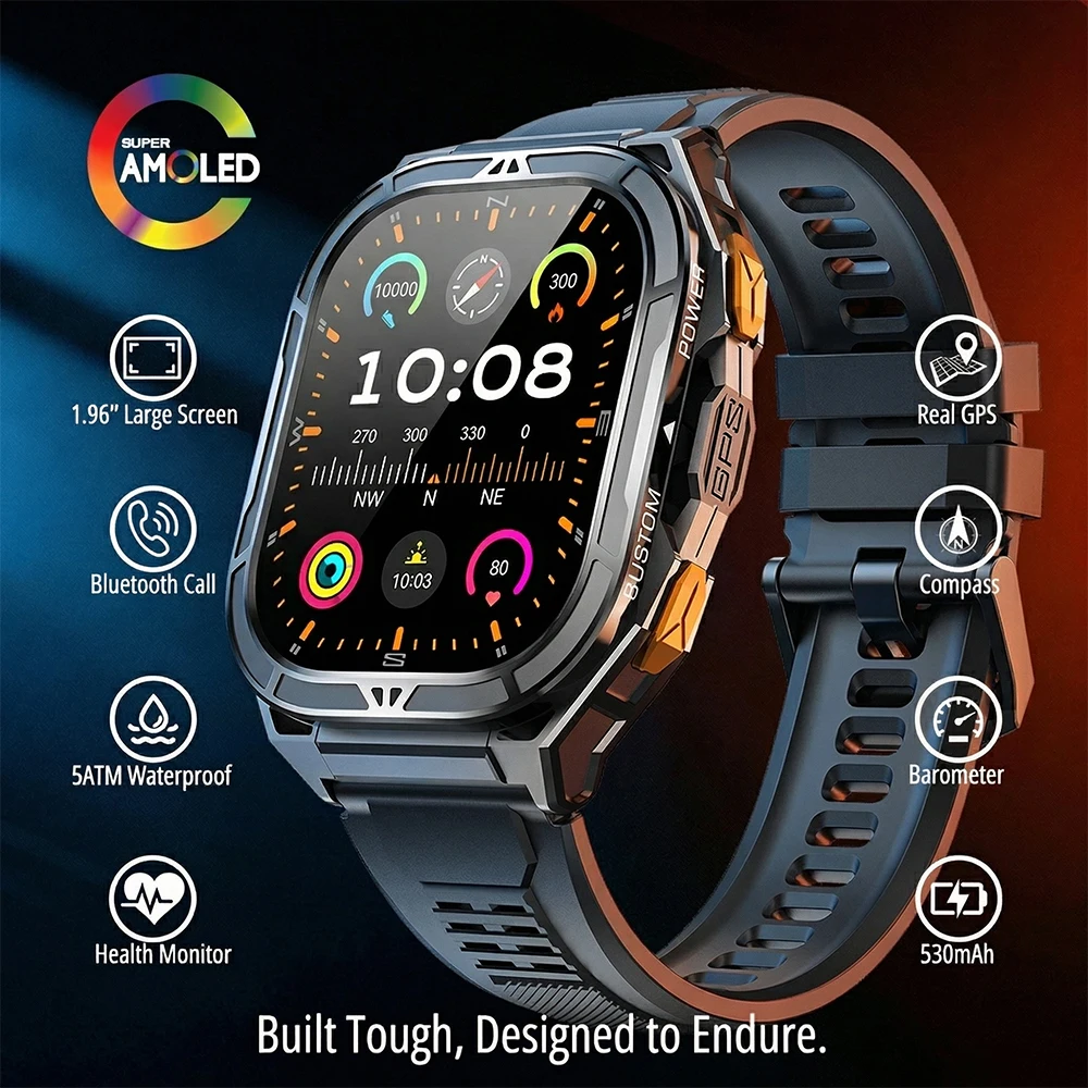 Smartwatch Watches For Men With Gps - Luxury AMOLED Smartwatch Real GPS 5ATM