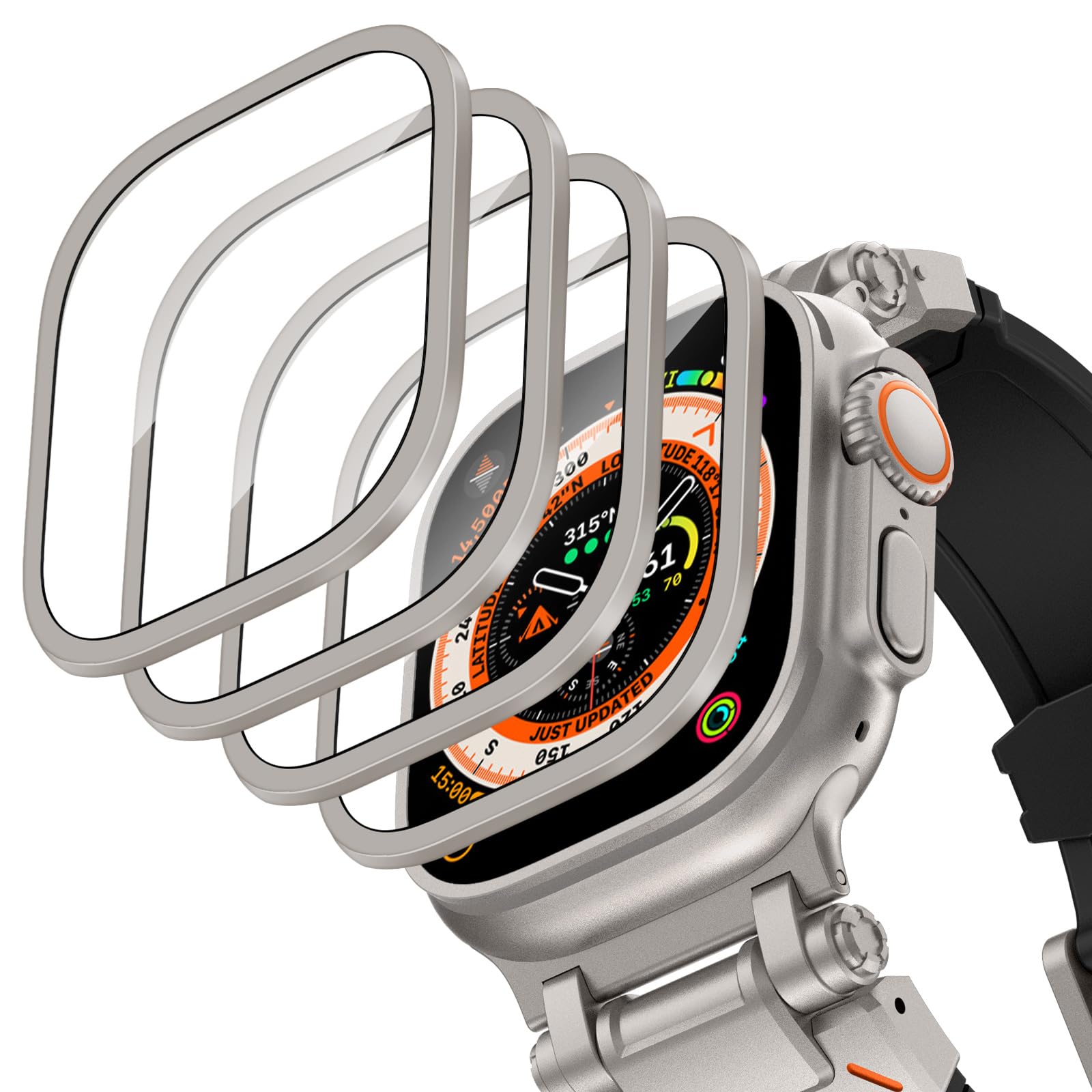 Smartwatch Watches For Mens - Aluminium Alloy Case+Tempered Glass for Apple