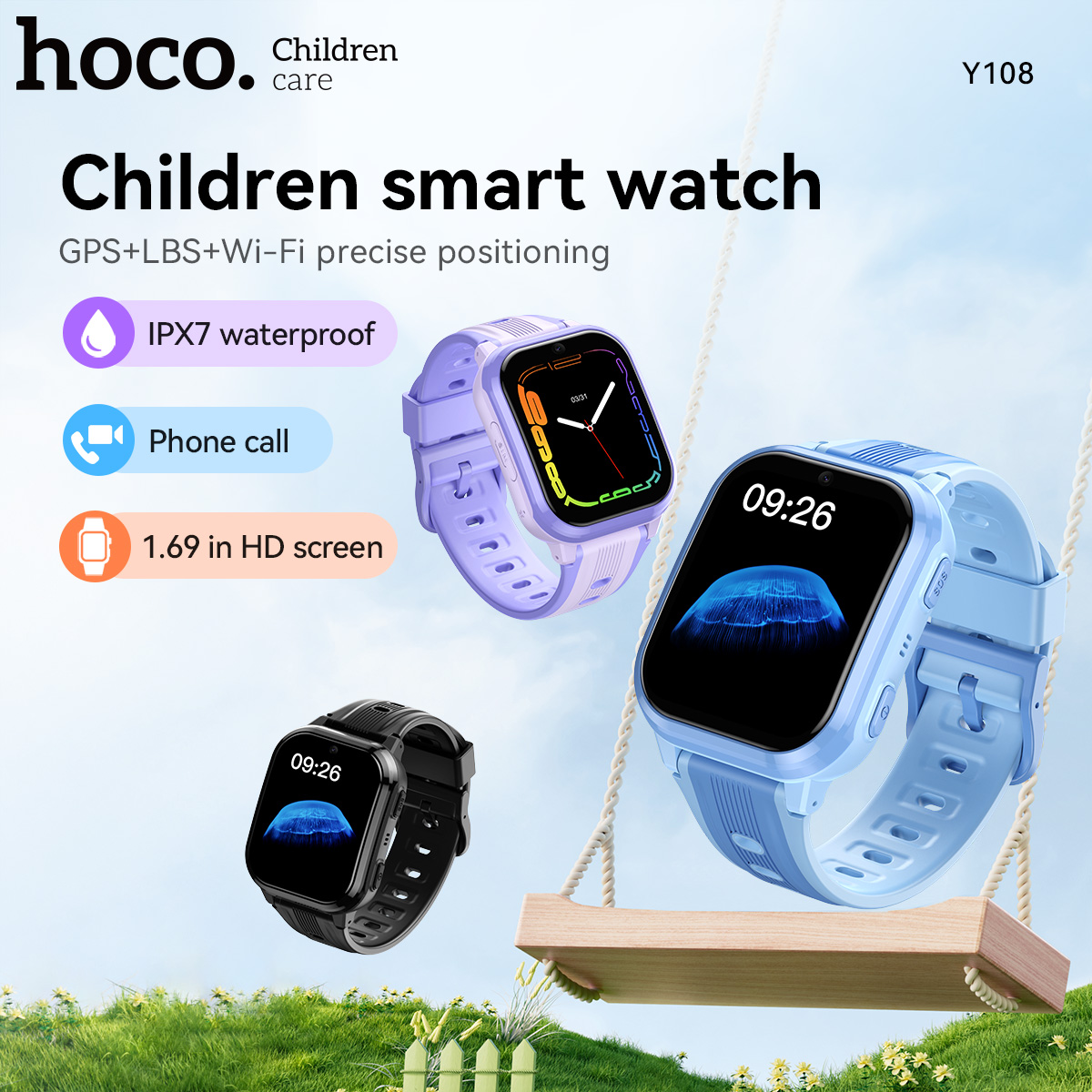 Smartwatch Watches For Boys - HOCO Y108 1.69inch HD LCD Curved