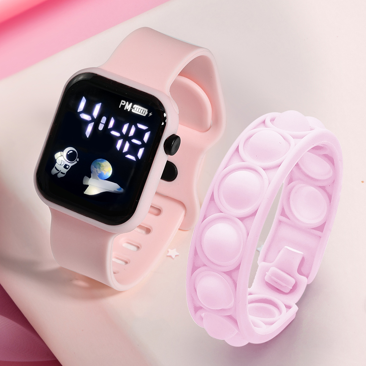 Smartwatch Watches For Girls - 2PCS Children's Smart Watch Bracelet Simple