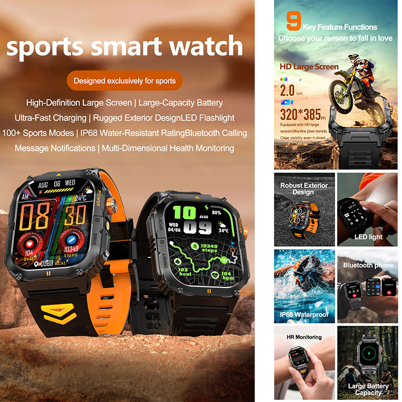Large 1000mAh Battery Mens Out - đánh giá và giá Smartwatch Rugged Watches For Men