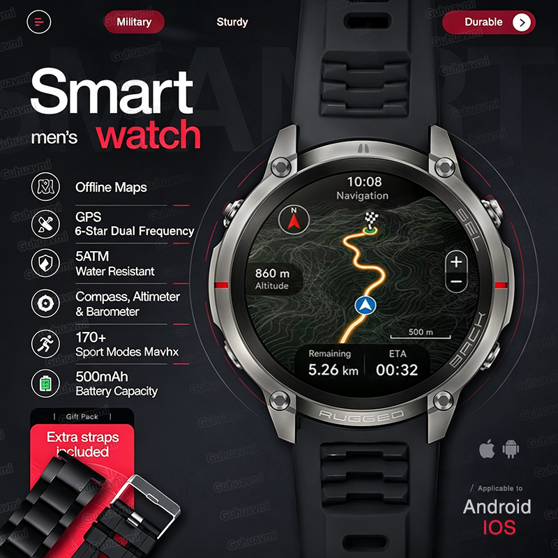 NEW Rugged Military GPS Offlin - đánh giá và giá Smartwatch Rugged Watches For Men
