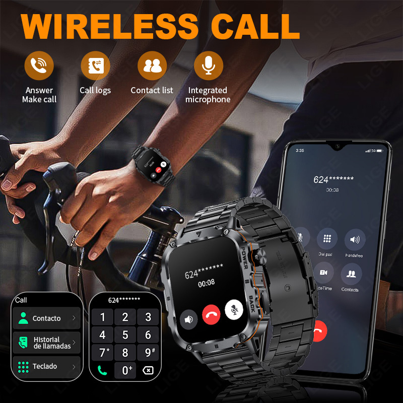 LIGE 2025 Rugged Military Smar - đánh giá và giá Smartwatch Rugged Watches For Men