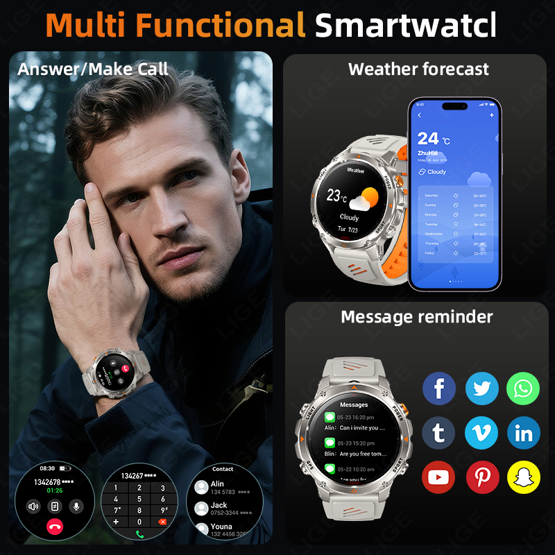 LIGE Rugged GPS Track Smart Wa - đánh giá và giá Smartwatch Watches For Men With Gps