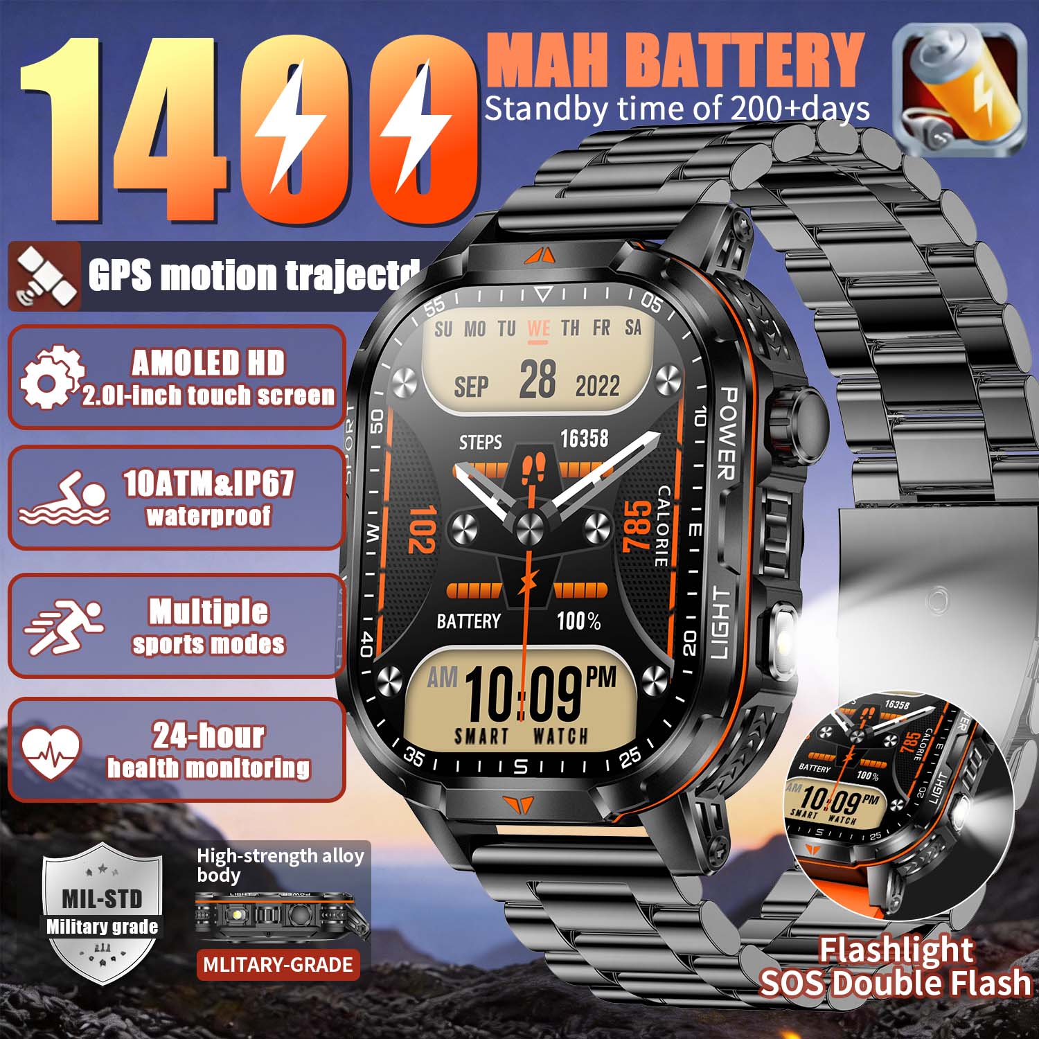 2026 New Military 1400mAh Batt - đánh giá và giá French Connection Watches Smartwatch App