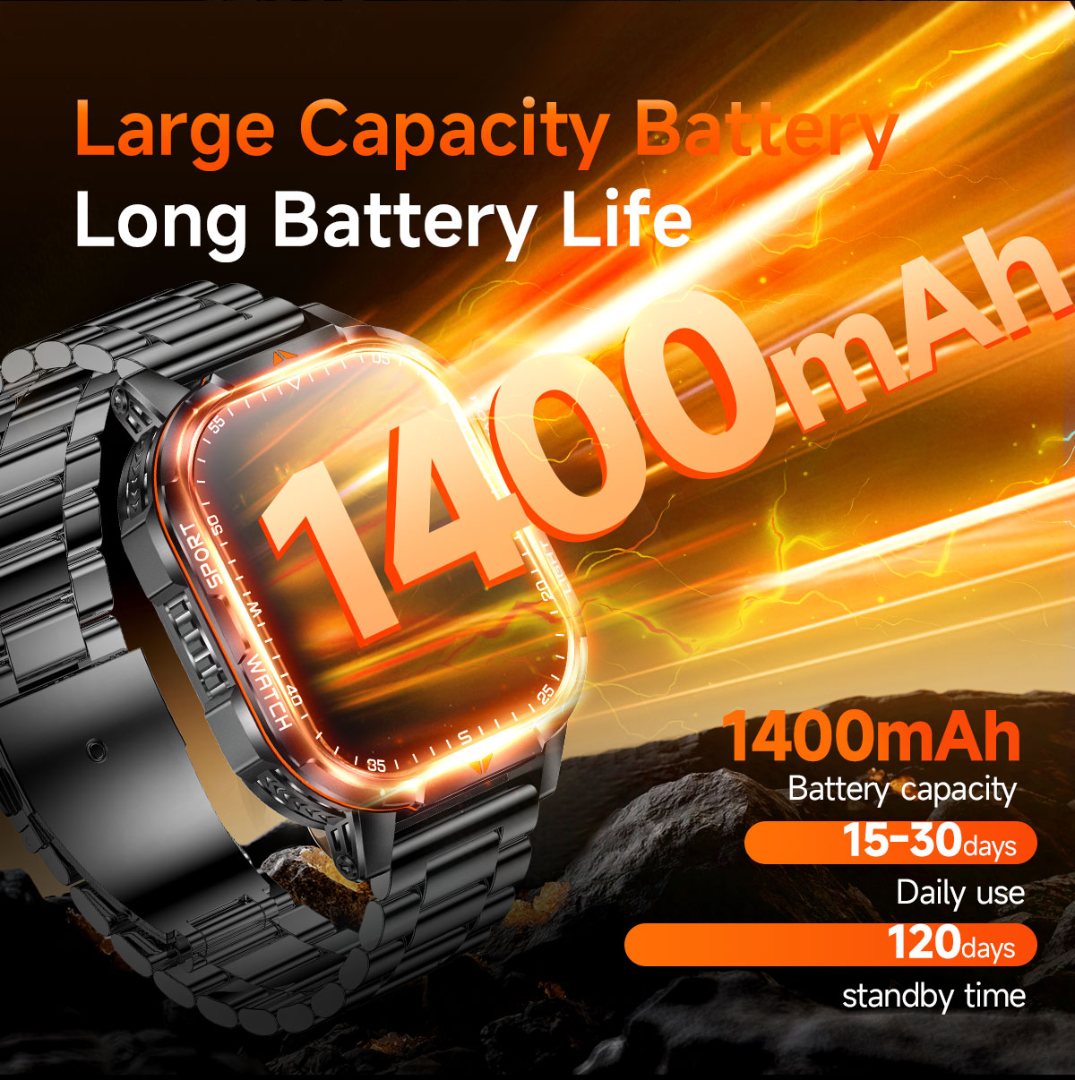 2026 New Military 1400mAh Batt - đánh giá và giá French Connection Watches Smartwatch App